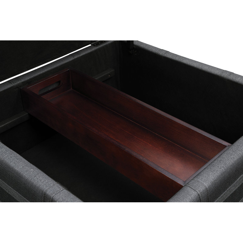 Upholstered Ottoman, Charcoal Polyester