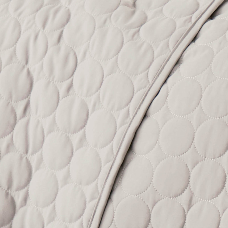 Bone Full Microfiber Quilt Set with Minimalist Circle Design