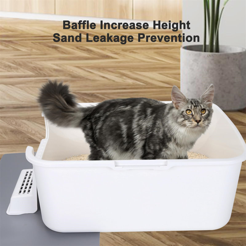 Compact White Plastic Enclosed Cat Litter Box with Pedal