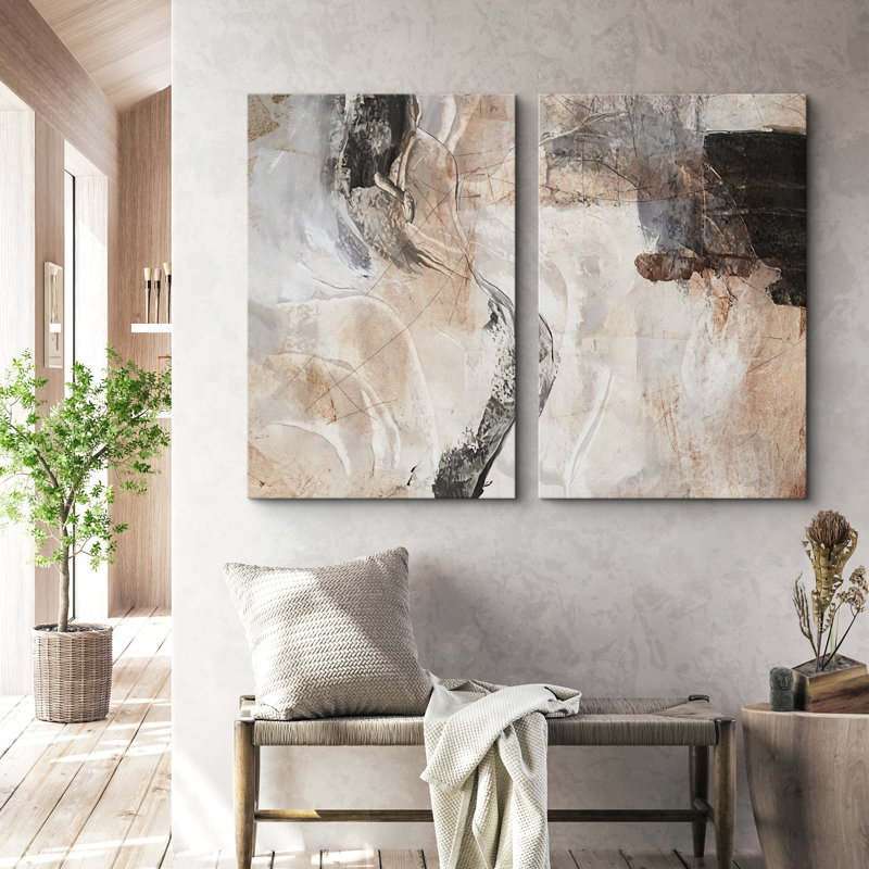 "Grunge Abstract Paint Stroke Effect", impression d'art moderne sur toile, 2 pièces, Toile tendue, H 36 po x l 24 po