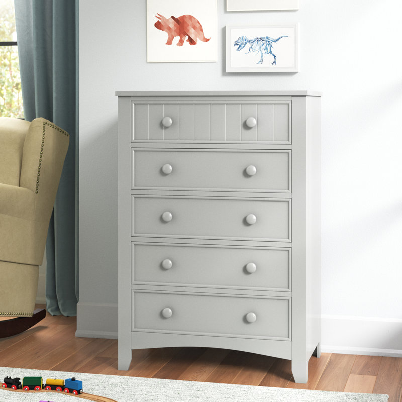 Agnew 29'' W 5 - Drawer Dresser, Dark Walnut