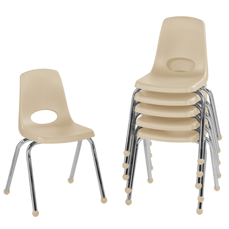 Sand 16" Stackable Classroom Chairs with Metal Legs, Set of 6