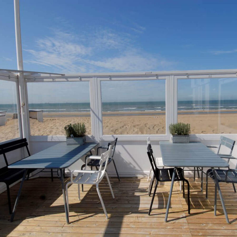 Table de salle à manger en aluminium Luxembourg, Gris orage, L 31,5 po x L 56,5 po x H 29 po