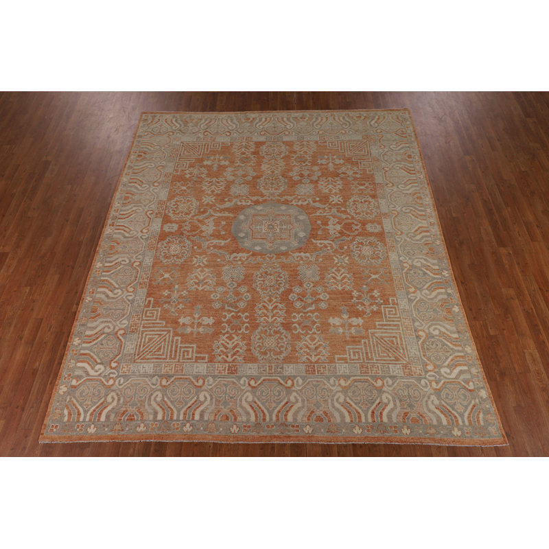 Orange Oushak Vegetable Dye Turkish Area Rug