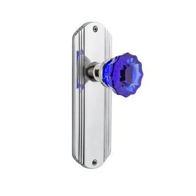 Plaque décorative avec bouton de porte cristal cobalt