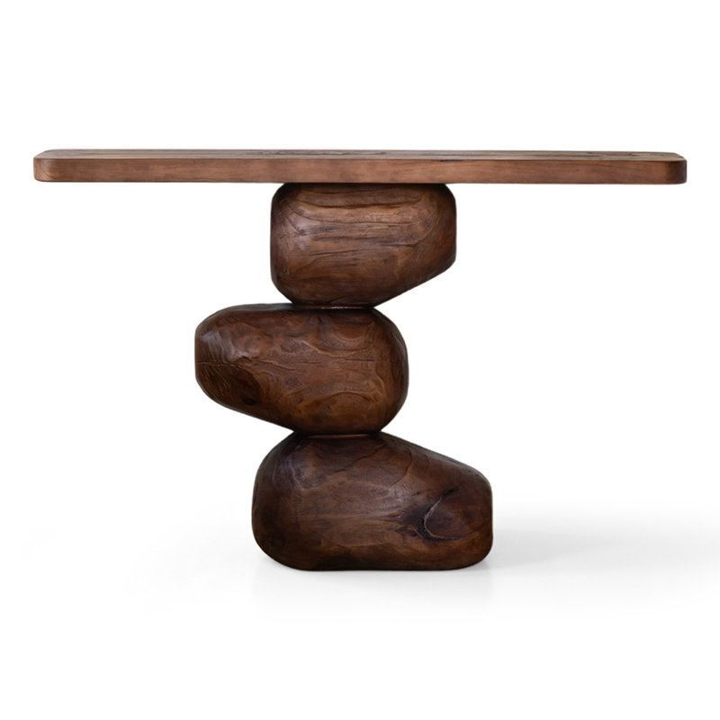Console Mid-Century moderne en bois massif brun noisette, 55.12, Brun noyer