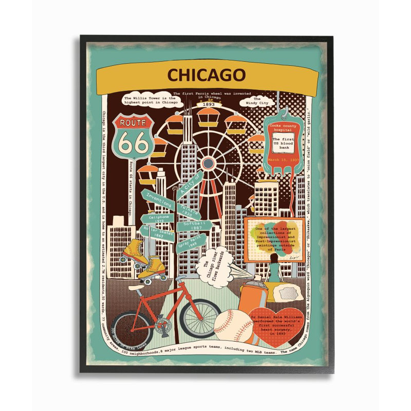 «Vintage City Jar Chicago IllinoIs Fun Facts Design» par Sangita Bachelet, reproduction d'art graphique