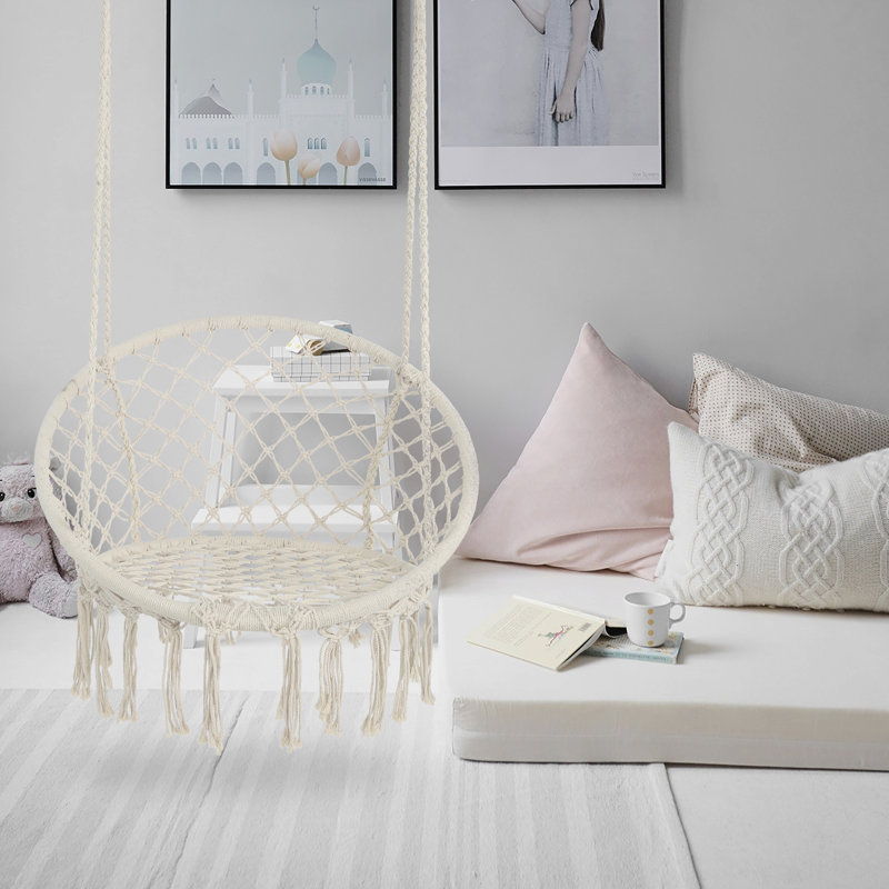 Balancelle en hamac avec hamac suspendu en corde de coton de 330 lb pour l'intérieur et l'extérieur