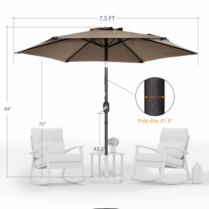 Parasol Sawyer, H 92,9 po x l 90 po x P 90 po, Taupe
