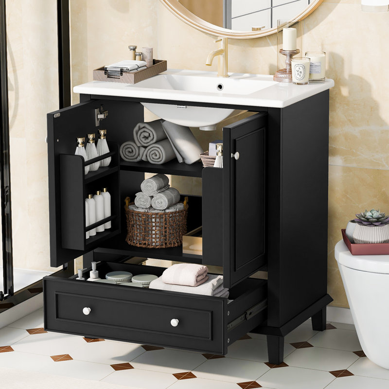 76 mm Freestanding Bathroom Vanity, Black
