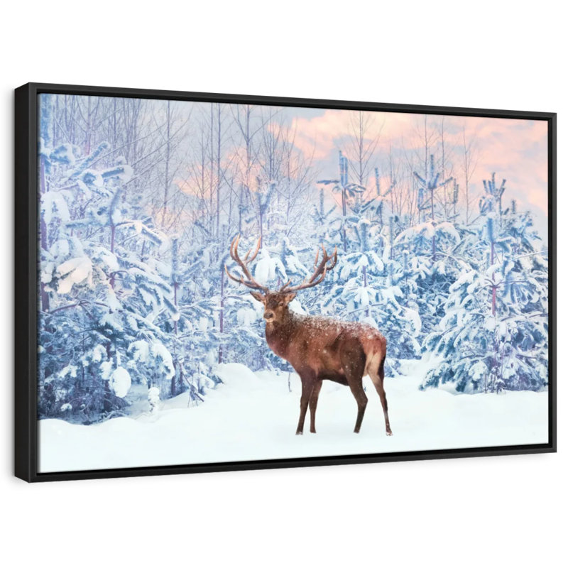 Snowy Deer Canvas Print, 9" H x 13" W