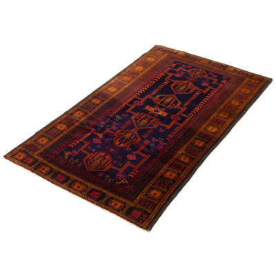 Tapis bleu marine Teimani 3 pi 9 po x 6 pi 6 po