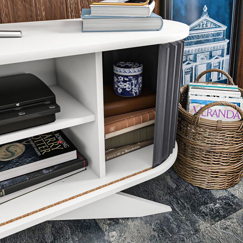 Laffoon Unfinished TV Stand, White/Anthracite