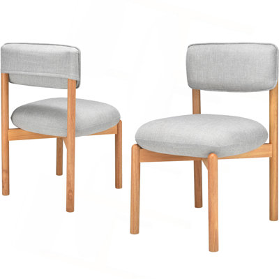 Modern Wooden Blended Linen Dining Chair (Set Of 2)