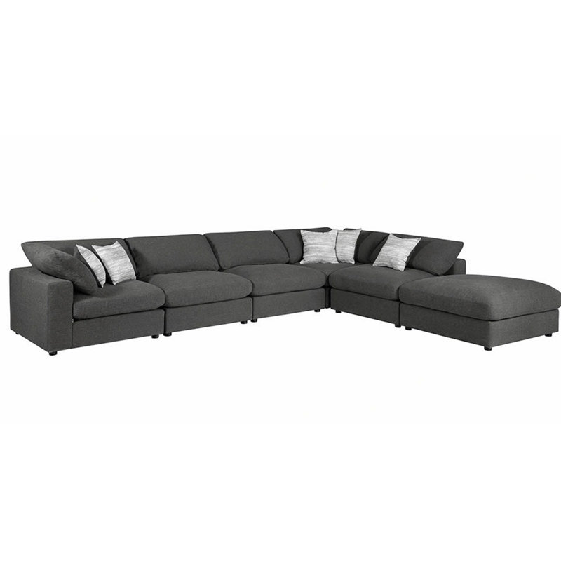 Artzt 6-piece Upholstered Modular Sectional Sofa Charcoal, Linen Blend Charcoal, 33" H x 158" W x 120" D
