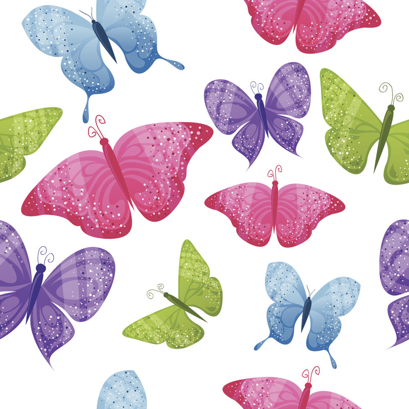Richvale Butterflies Background 1 Piece Wrapped Canvas Wall Art, 51cm H x 51cm W x 3.8cm D