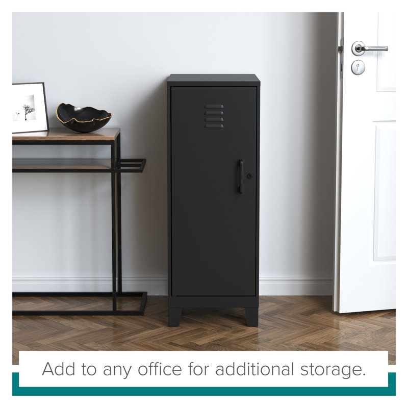 Black 42.5" High Metal Storage Locker Cabinet with 3 Shelves