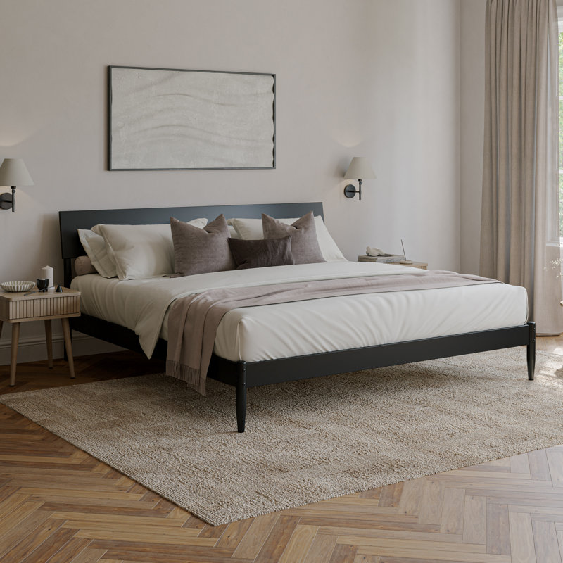 Lit plateforme avec tête de lit ajustable Bradford, Black, King