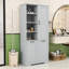 Armoire de rangement multifonctionnelle avec tablettes réglables et paniers à linge inclinables-619440666