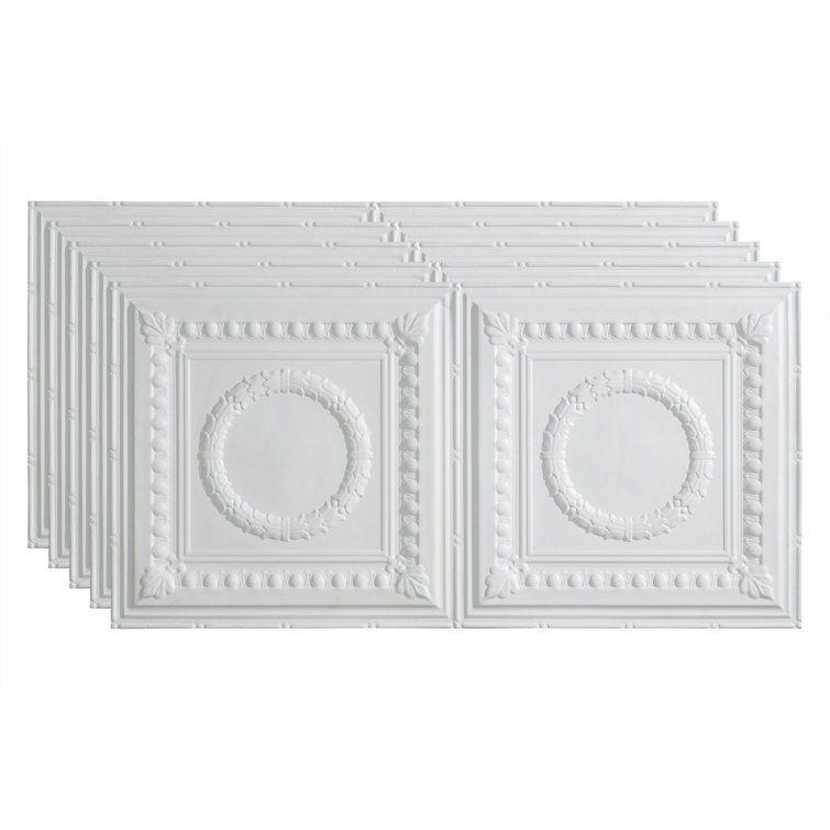 Rosette 24.38'' L x 48.38'' W Textured Vinyl Glue Up Ceiling Tile