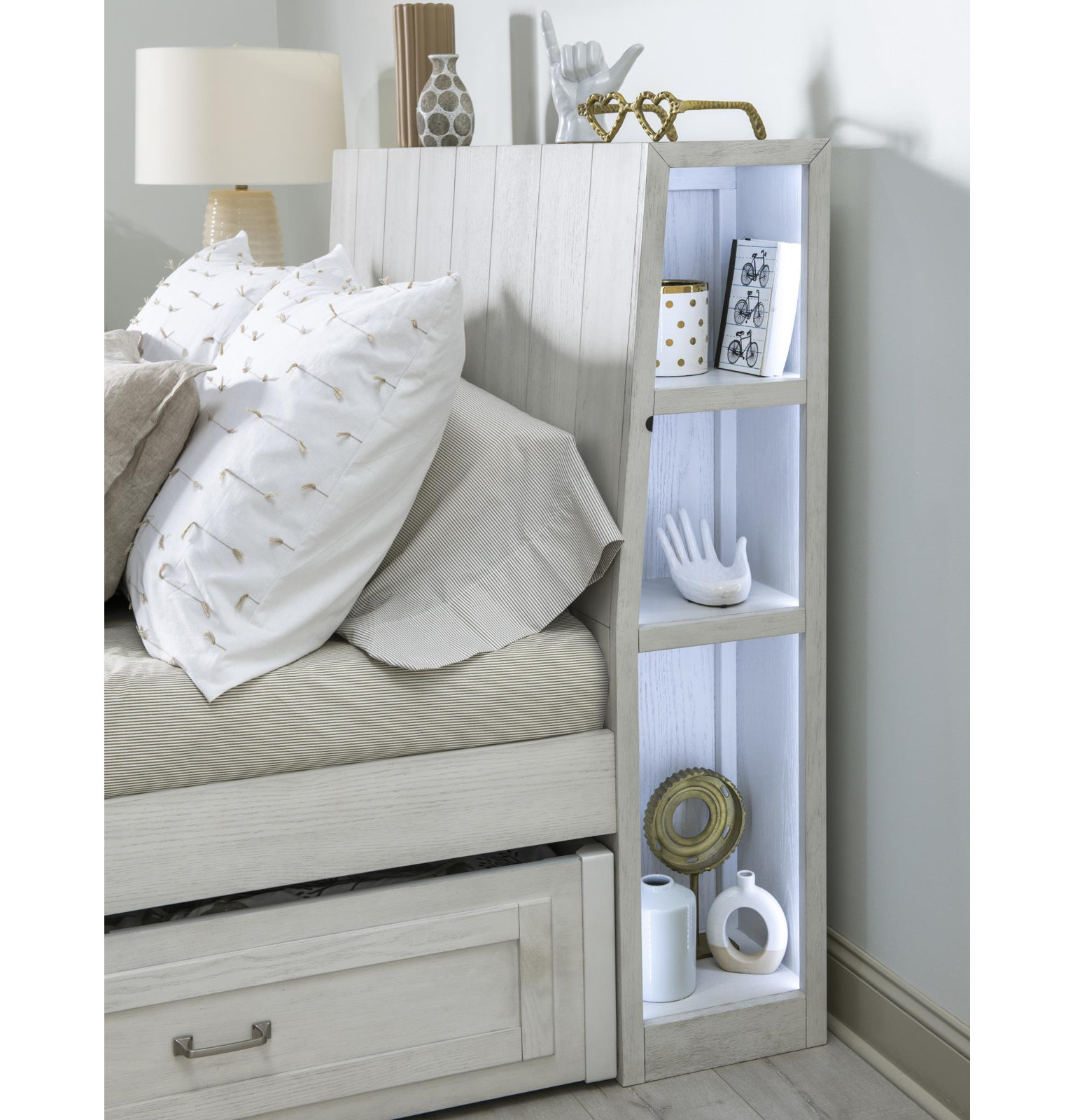 August Complete Bookcase Bed With LED Light, Twin