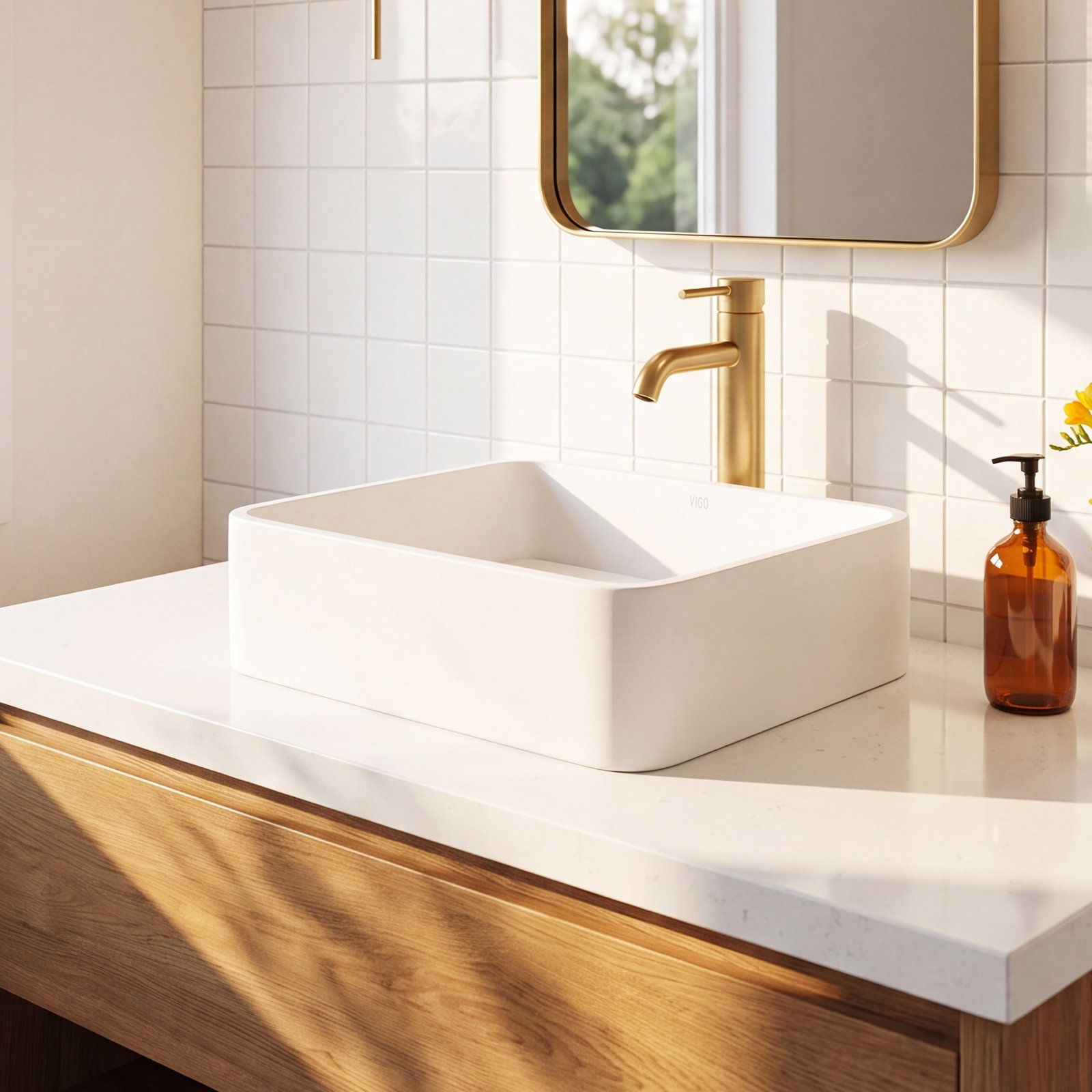 Jasmine Rectangular Vessel Bathroom Sink