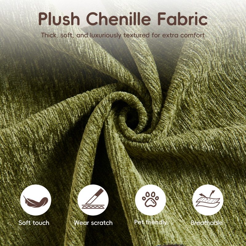 2 Seater Chenille Sofa Bed, Green