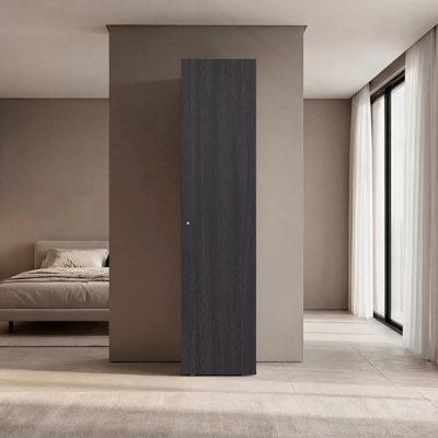 Home Linen Freestanding Tall Cabinet With Single Door And 4 Horizontal Storage Shelves, Cabinet For Bathroom, Bedroom Or Laundry Room