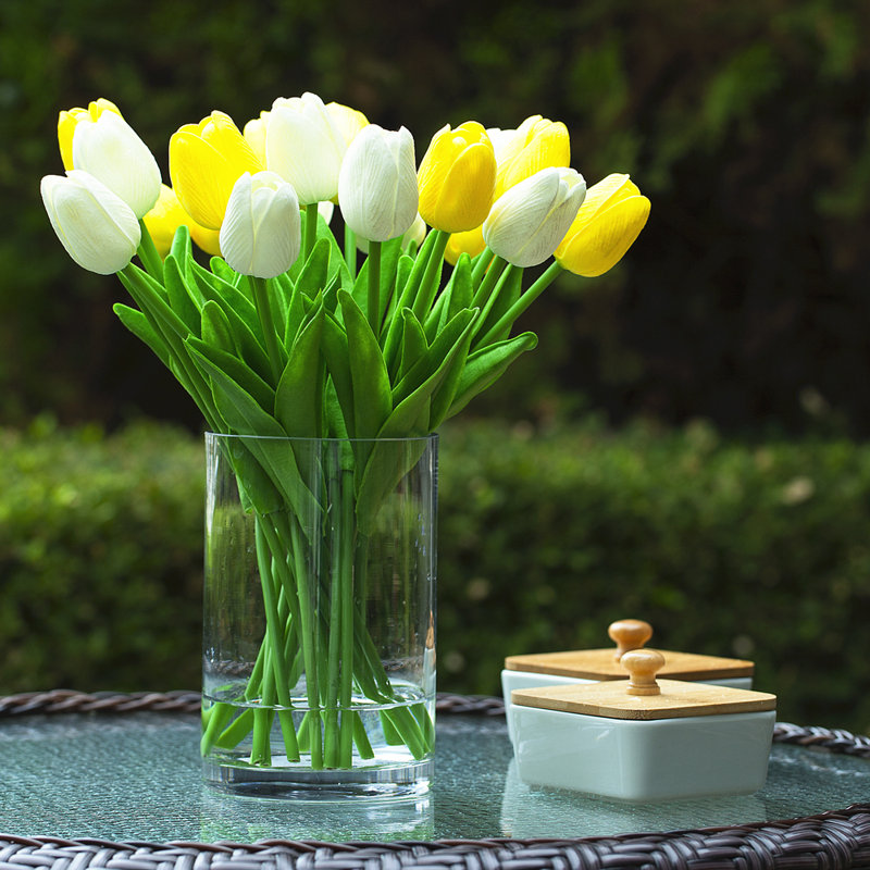 Centre de table Real Touch, Blanc / Jaune