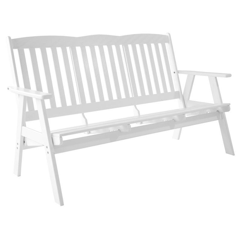 Heckson Solid Wood Pine Outdoor Bench, White