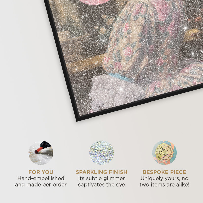 Oliver Gal Roses and Rebellion - With Diamond Dust and Glitter Floral & Botanical - Framed Canvas Art, 37" H x 25" W