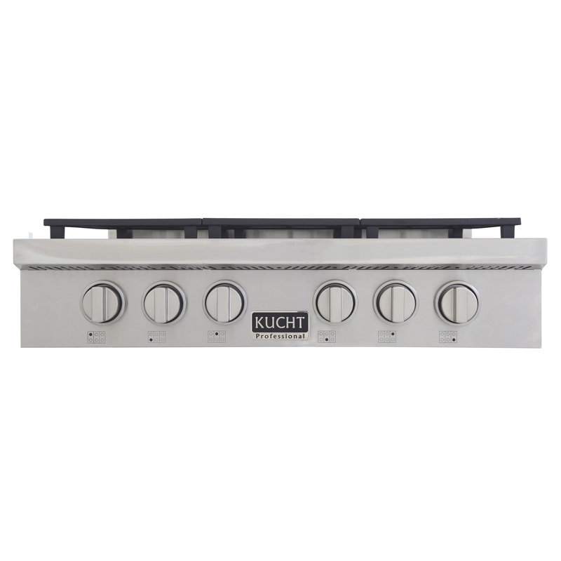 KUCHT Professional 36 in. Propane Gas Range Top with Sealed Burners in Stainless Steel with Classic Silver Knobs