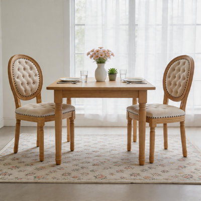 French Style Solid Wood Dining Chair With Nailhead Trim(Set of 2)