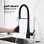 Robinet de cuisine en acier inoxydable avec douchette rétractable, noir mat, bec rotatif à 360 °, deux réglages de débit d'eau, contrôle de la température et du débit en acier simple, bec rotatif,