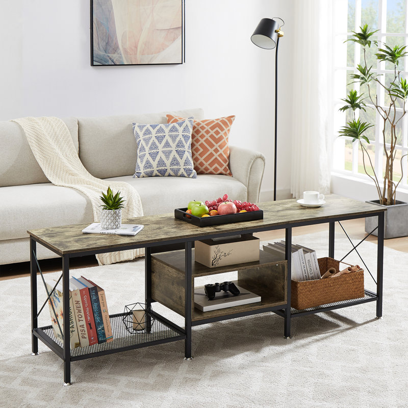 Pursley Industrial TV Stand for TVs up to 75 Inch, Gray Entertainment Center with Storage Shelves, Rustic Media TV Console Table for Living Room, Bedroom, or Gaming Room