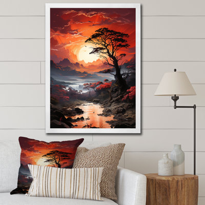 «Pine Tree Crimson Serenade I», reproduction sur toile