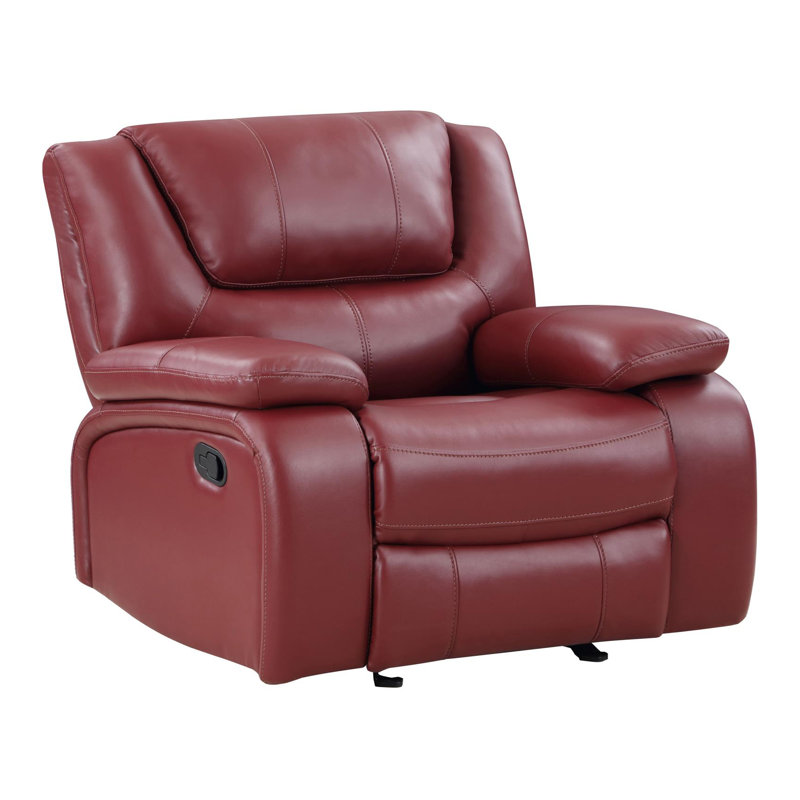 Fauteuil inclinable et oscillant rembourré noir, Similicuir rouge
