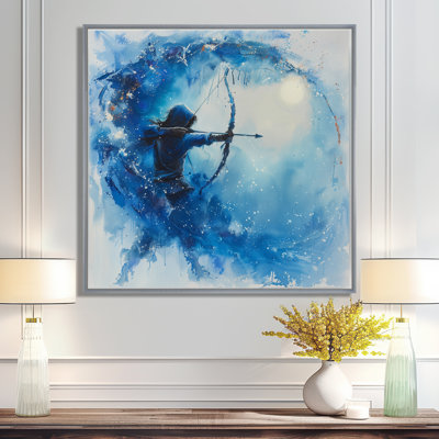 Bleu, blanc, astrologie du Sagittaire, arche cosmique I - astronomie, art mural Sagittaire, salon
