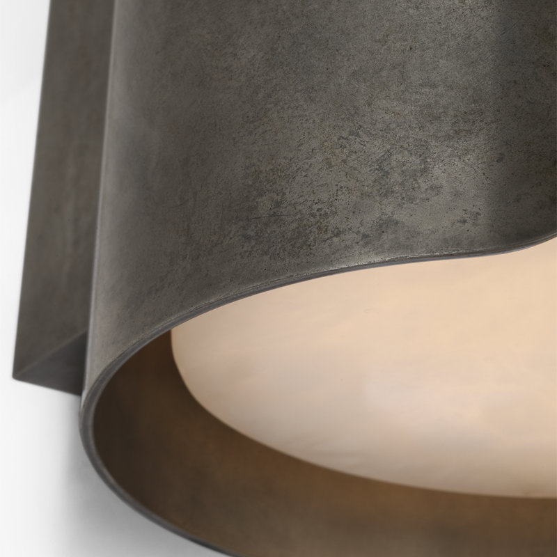 Anne-Marie Barton Armise 18" Sconce with Alabaster, 14" H x 7" W x 7.75" D, Mottled Pewter