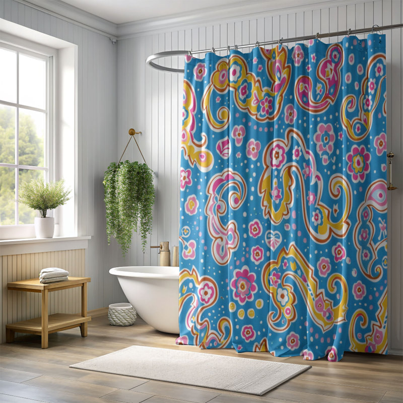 Frontier Style Art - Rideau de douche standard 1 pièce, H 74 po x l 71 po