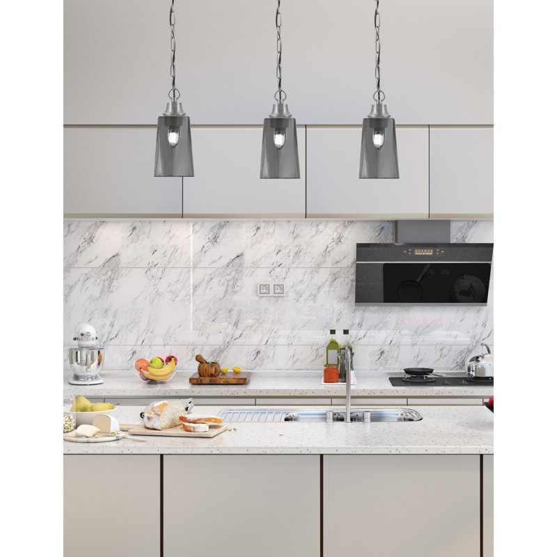 Luminaire suspendu Robinson en verre graphite l 4,5 po x H 6,5 po, Smoke, Graphite