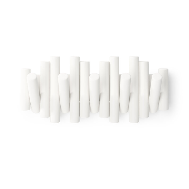 Solid Wood Wall 5 - Hook Wall Mounted Coat Rack, White