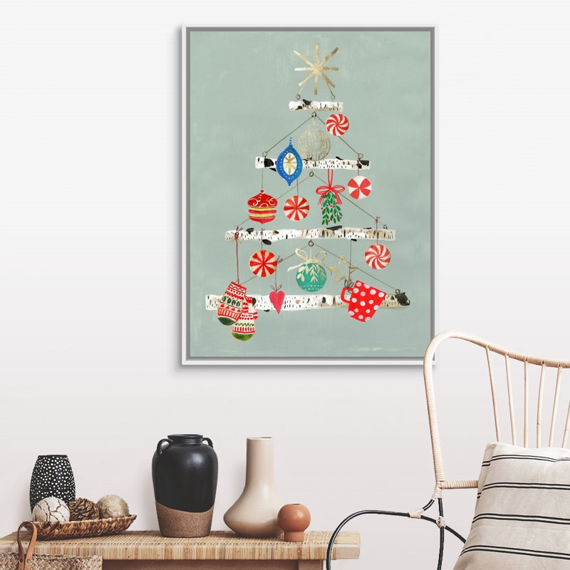 Bouleau suspendu-reproduction d’art sur toile, 42" H x 32" W x 1.75" D, Cadre blanc