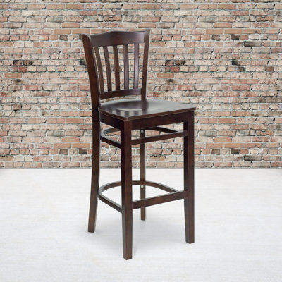 Prompton Vertical Slat Back Wooden Restaurant Barstool - Hospitality Seating
