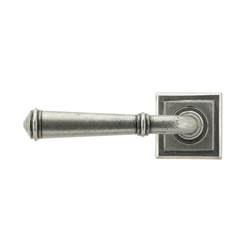 Regency Lever on Rose Set (Square), Pewter Patina