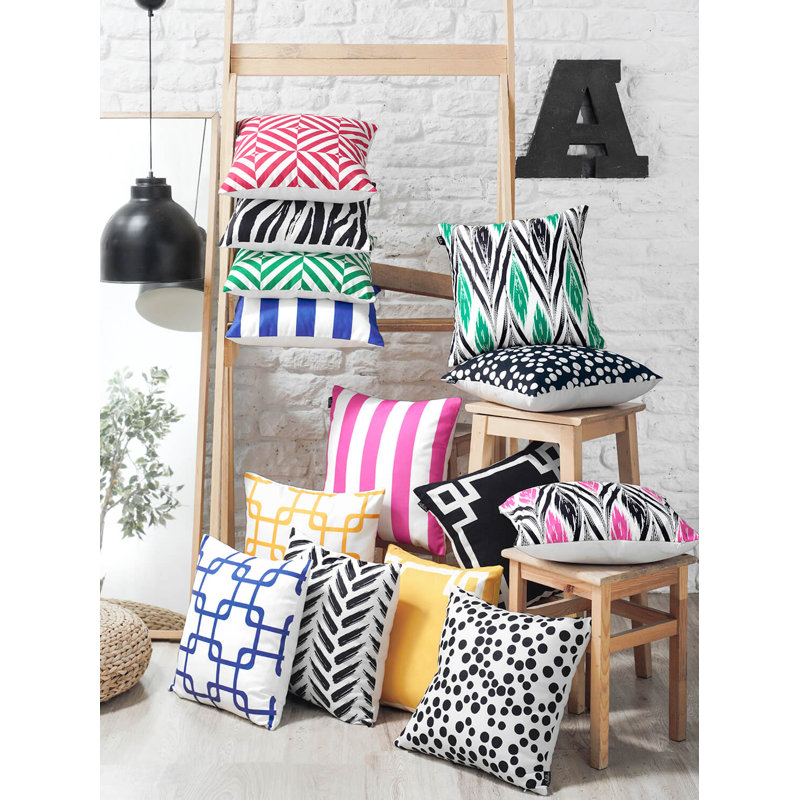 Black and White Striped Polyester Square Euro Pillow Cover