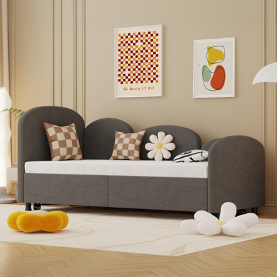 Modern Twin Size Upholstered Daybed With Storage Drawers And Unique Flower Shape Design -  Latitude Run®, 56C1C8B8A937402CB1F5907E58A27077