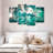 Abstract Abstract Teal On Canvas 4 Pieces Set-92787992