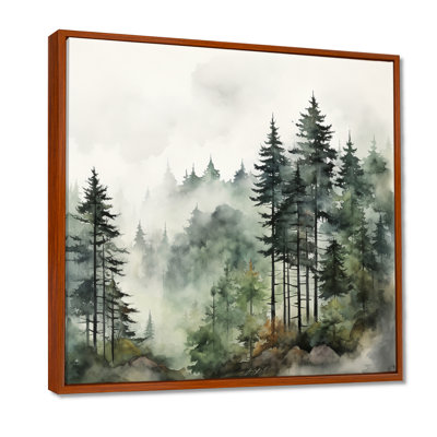 «Forest Pine Tree Misty Morning I», reproduction d'art sur toile, forêt pin