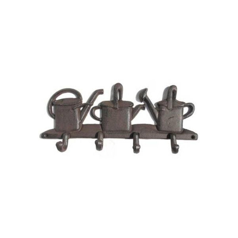 Rustic Brown Cast Iron Watering Cans Wall Hook